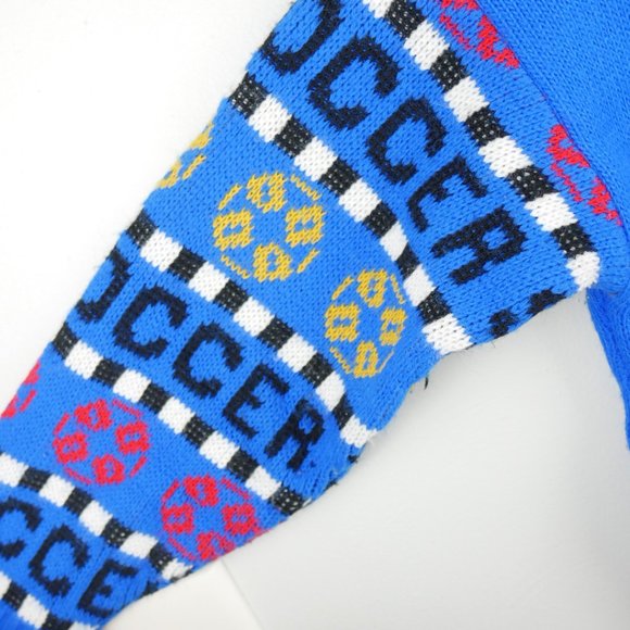 Vintage Hot Cashews Blue Red Dalmatian Playing Soccer Knit Crewneck Sweater 5 - Picture 7 of 8